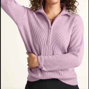 Cabi Lavender Park City Pullover Quarter Zip Sweater Size S